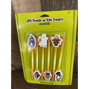Party Favor Vtg Target Halloween 6 Pencils Erasers Ghost Witch Vampire 2004